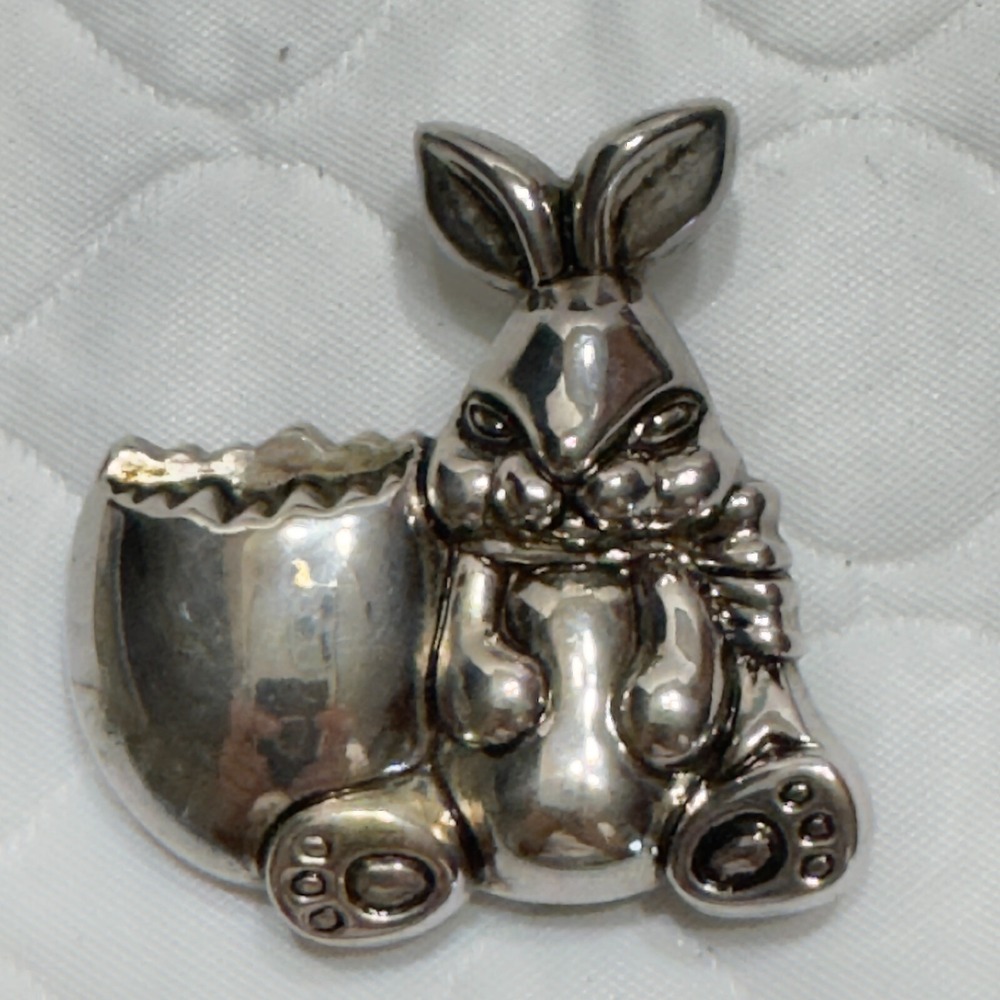 Best Silver Plated Rabbit Bunny Easter Egg Pin Brooch Pendant Slider